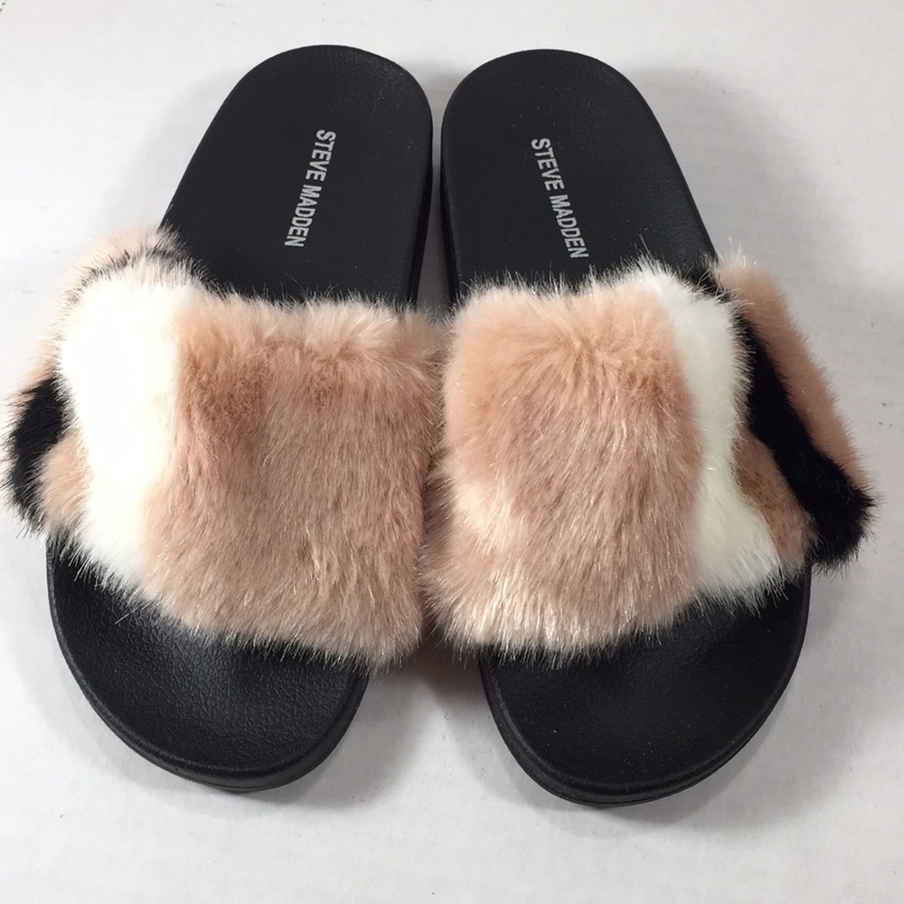Steve Madden slides faux fur NEW